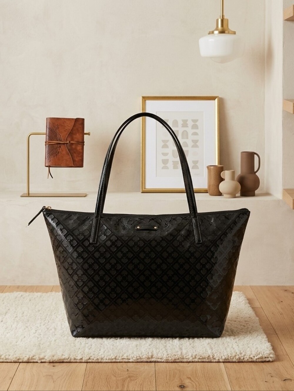 kate spade Black Patent-Embossed Tote